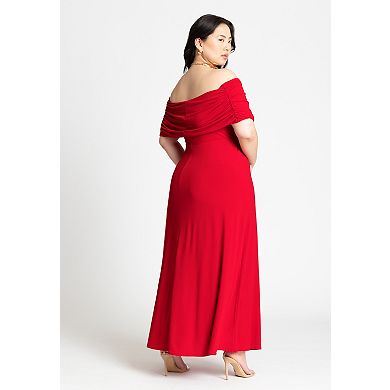 ELOQUII Women's Plus Size Off The Shoulder Maxi Dress