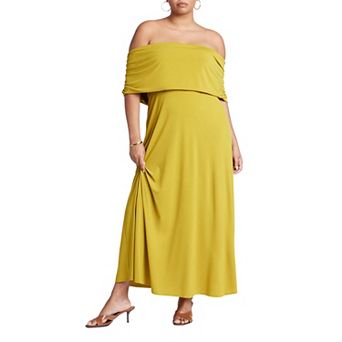 ELOQUII Women's Plus Size Off The Shoulder Maxi Dress