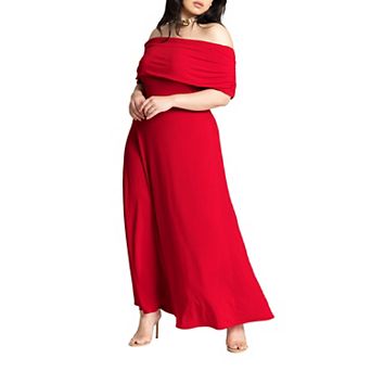 ELOQUII Women's Plus Size Off The Shoulder Maxi Dress