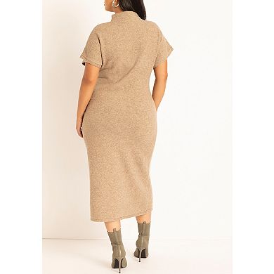 ELOQUII Women's Plus Size Short Sleeve Sweater Dress