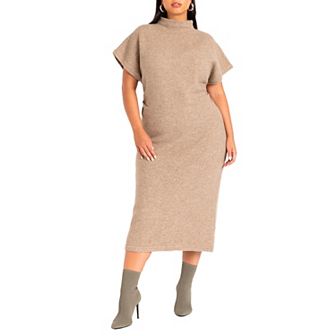 ELOQUII Women's Plus Size Short Sleeve Sweater Dress