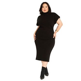 ELOQUII Women's Plus Size Short Sleeve Sweater Dress