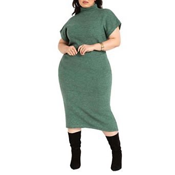 ELOQUII Women's Plus Size Short Sleeve Sweater Dress
