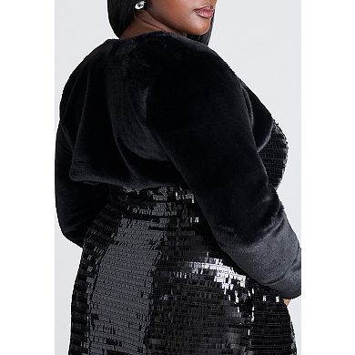 ELOQUII Women's Plus Size Faux Fur Bolero