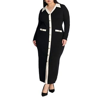 ELOQUII Women's Plus Size Sweetheart Sweater Dress