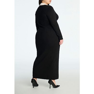 ELOQUII Women's Plus Size Sweetheart Sweater Dress