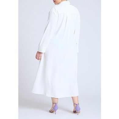 ELOQUII Women's Plus Size Tie Front Oversized Shirt Dress