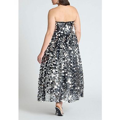ELOQUII Women's Plus Size Paillette Dress With Big Skirt