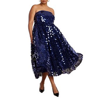ELOQUII Women's Plus Size Paillette Dress With Big Skirt