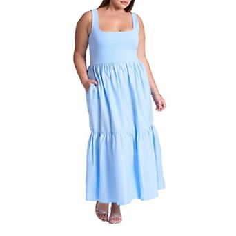 ELOQUII Women's Plus Size Mixed Fabric Tank Dress
