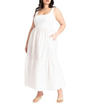 ELOQUII Women's Plus Size Mixed Fabric Tank Dress