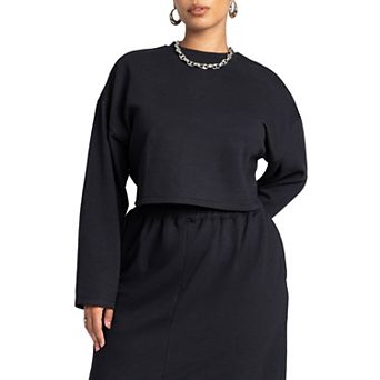 ELOQUII Women's Plus Size Oversized Cropped Sweatshirt
