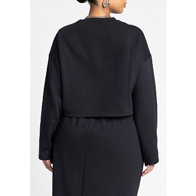 ELOQUII Women's Plus Size Oversized Cropped Sweatshirt