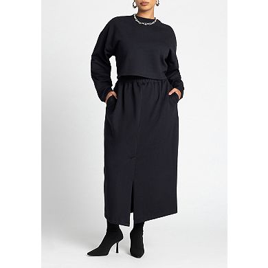 ELOQUII Women's Plus Size Oversized Cropped Sweatshirt