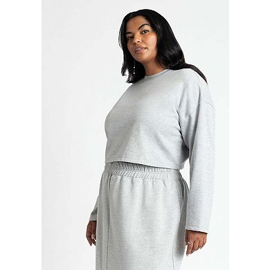 ELOQUII Women's Plus Size Oversized Cropped Sweatshirt