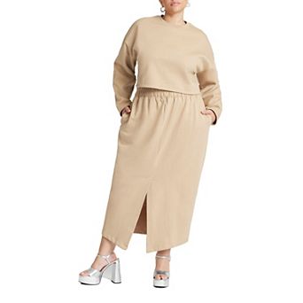 ELOQUII Women's Plus Size Oversized Cropped Sweatshirt