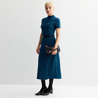 Petite Nine West Overlay Midi Knit Dress