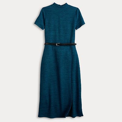 Petite Nine West Overlay Midi Knit Dress