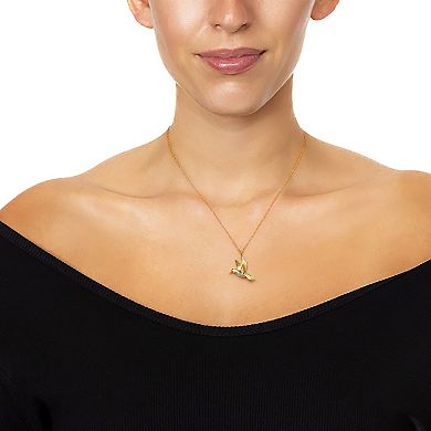 Forever Radiant 14k Gold Plated Diamond Accent Hummingbird Pendant Necklace