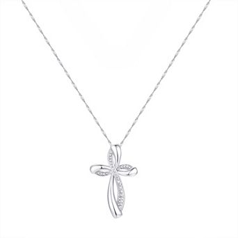 Forever Radiant Diamond Accent Swirl Cross Pendant Necklace