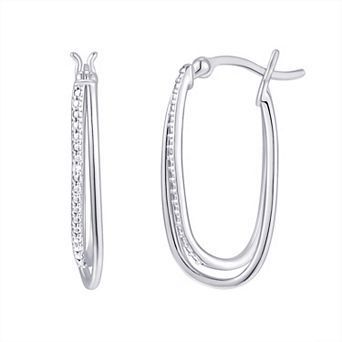 Forever Radiant Diamond Accent Oval Hoop Earrings