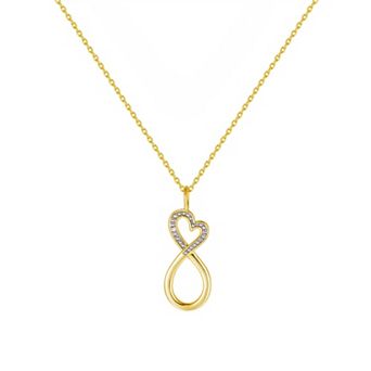 Forever Radiant 14k Gold Plated Diamond Accent Heart Infinity Pendant Necklace