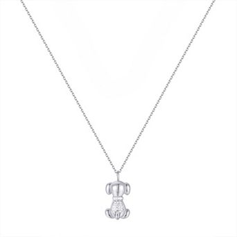 Forever Radiant Fine Silver Plated Diamond Accent Dog Pendant Necklace