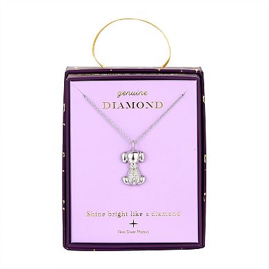 Forever Radiant Fine Silver Plated Diamond Accent Dog Pendant Necklace