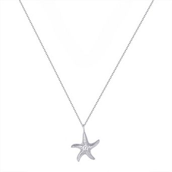Forever Radiant Fine Silver Plated Diamond Accent Starfish Pendant Necklace