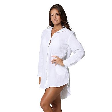 Women's J. Valdi Button Down Swim Cover Up Dress
