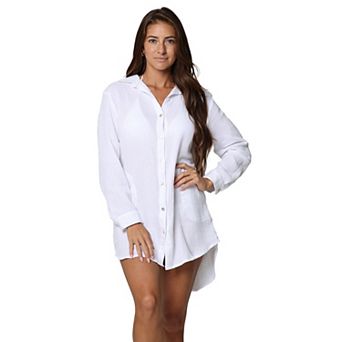 Women's J. Valdi Button Down Swim Cover Up Dress