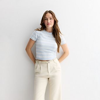 Juniors' SO® Short Sleeve Crew Sweater