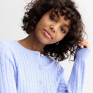 Juniors' SO® Cable Knit Cardigan Sweater