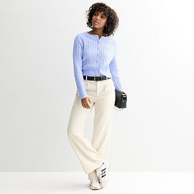 Juniors' SO® Cable Knit Cardigan Sweater