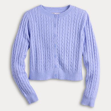 Juniors' SO® Cable Knit Cardigan Sweater