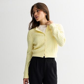 Juniors' SO® Cable Knit Cardigan Sweater