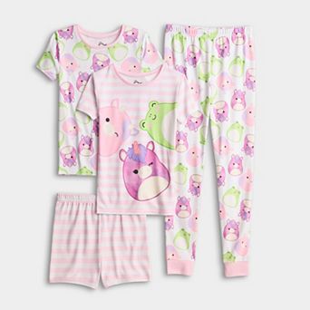 Girls 6-12 Squishmallow 4 pc Pajama Top & Pajama Bottoms Set