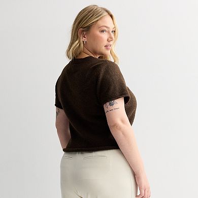 Juniors' Plus Size SO® Short Sleeve Crewneck Sweater