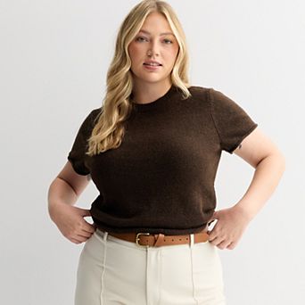 Juniors' Plus Size SO® Short Sleeve Crewneck Sweater