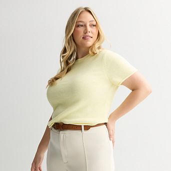 Juniors' Plus Size SO® Short Sleeve Crewneck Sweater