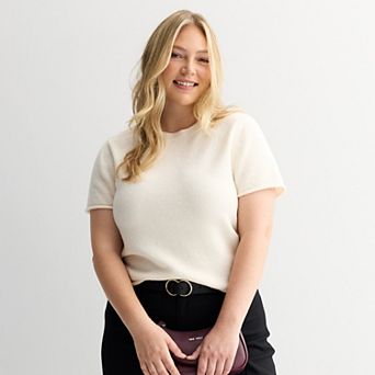 Juniors' Plus Size SO® Short Sleeve Crewneck Sweater