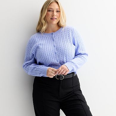 Juniors' Plus Size SO® Cable Knit Core Sweater Cardigan