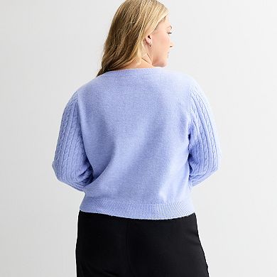 Juniors' Plus Size SO® Cable Knit Core Sweater Cardigan