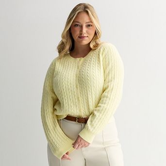 Juniors' Plus Size SO® Cable Knit Core Sweater Cardigan