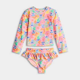 Baby & Toddler Girl Disney's Stitch Jumping Beans® 2 pc Swim Set & Adaptive Rash Guard