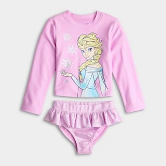 Baby & Toddler Girl Disney's Elsa Jumping Beans® 2 pc Swim Set & Adaptive Rash Guard