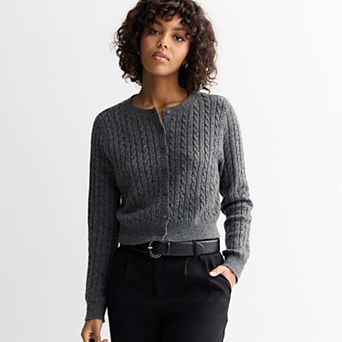 Juniors' SO® Cable Knit Cardigan Sweater