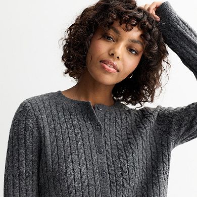 Juniors' SO® Cable Knit Cardigan Sweater