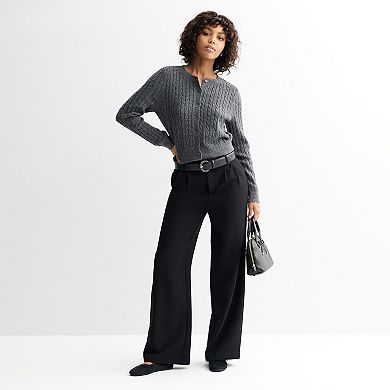 Juniors' SO® Cable Knit Cardigan Sweater