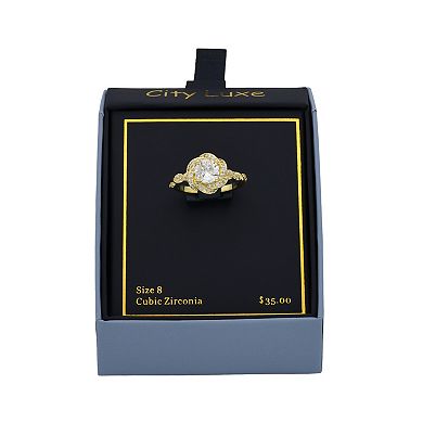 City Luxe Gold Tone Cubic Zirconia Ring
